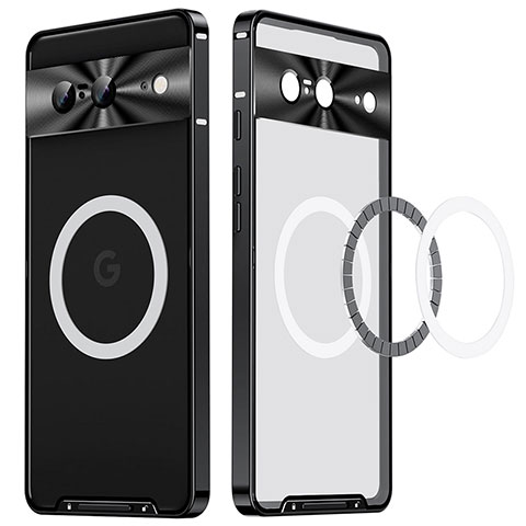 Coque Bumper Luxe Metal et Plastique Etui Housse avec Mag-Safe Magnetic Magnetique LK2 pour Google Pixel 8 5G Noir