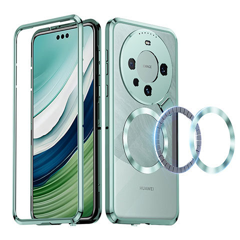 Coque Bumper Luxe Metal et Plastique Etui Housse avec Mag-Safe Magnetic Magnetique LK2 pour Huawei Mate 60 Pro+ Plus Vert