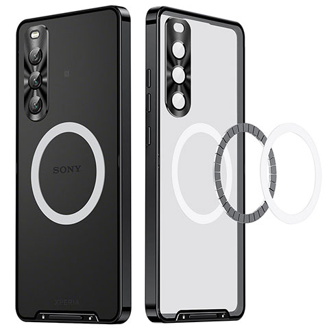 Coque Bumper Luxe Metal et Plastique Etui Housse avec Mag-Safe Magnetic Magnetique LK2 pour Sony Xperia 10 V Noir