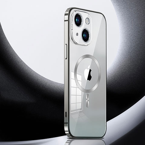 Coque Bumper Luxe Metal et Plastique Etui Housse avec Mag-Safe Magnetic Magnetique LK3 pour Apple iPhone 13 Argent