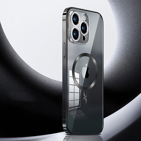 Coque Bumper Luxe Metal et Plastique Etui Housse avec Mag-Safe Magnetic Magnetique LK3 pour Apple iPhone 14 Pro Noir