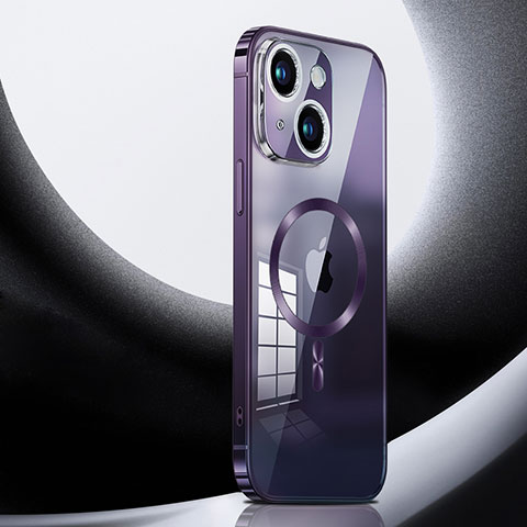 Coque Bumper Luxe Metal et Plastique Etui Housse avec Mag-Safe Magnetic Magnetique LK3 pour Apple iPhone 14 Violet