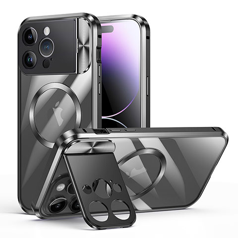 Coque Bumper Luxe Metal et Plastique Etui Housse avec Mag-Safe Magnetic Magnetique LK4 pour Apple iPhone 14 Pro Max Noir