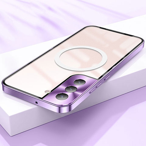 Coque Bumper Luxe Metal et Plastique Etui Housse avec Mag-Safe Magnetic Magnetique pour Samsung Galaxy S23 Plus 5G Violet