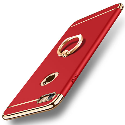 Coque Bumper Luxe Metal et Plastique Etui Housse avec Support Bague Anneau A01 pour Apple iPhone 7 Rouge