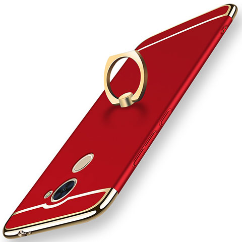 Coque Bumper Luxe Metal et Plastique Etui Housse avec Support Bague Anneau A01 pour Huawei Enjoy 7 Plus Rouge