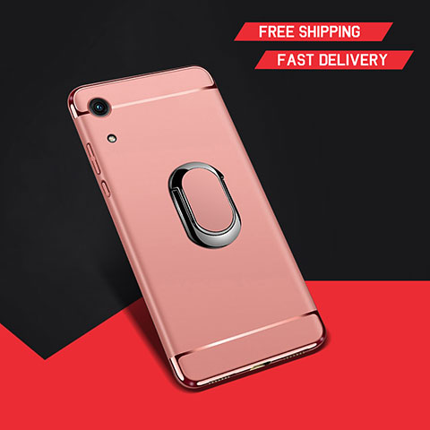 Coque Bumper Luxe Metal et Plastique Etui Housse avec Support Bague Anneau A01 pour Huawei Honor 8A Or Rose