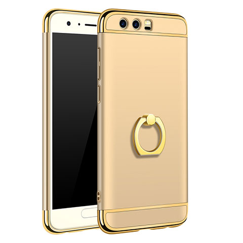 Coque Bumper Luxe Metal et Plastique Etui Housse avec Support Bague Anneau A01 pour Huawei Honor 9 Or