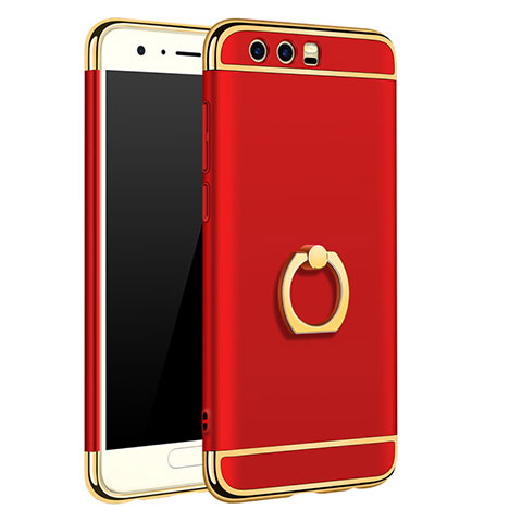 Coque Bumper Luxe Metal et Plastique Etui Housse avec Support Bague Anneau A01 pour Huawei Honor 9 Rouge