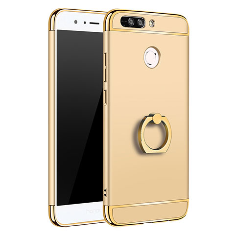 Coque Bumper Luxe Metal et Plastique Etui Housse avec Support Bague Anneau A01 pour Huawei Honor V9 Or