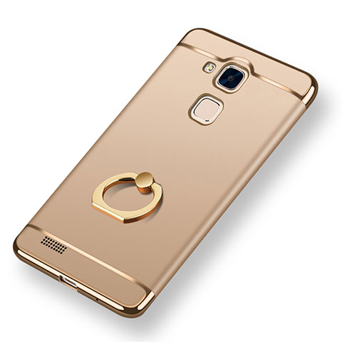 Coque Bumper Luxe Metal et Plastique Etui Housse avec Support Bague Anneau A01 pour Huawei Mate 7 Or