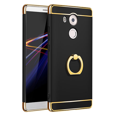 Coque Bumper Luxe Metal et Plastique Etui Housse avec Support Bague Anneau A01 pour Huawei Mate 8 Noir