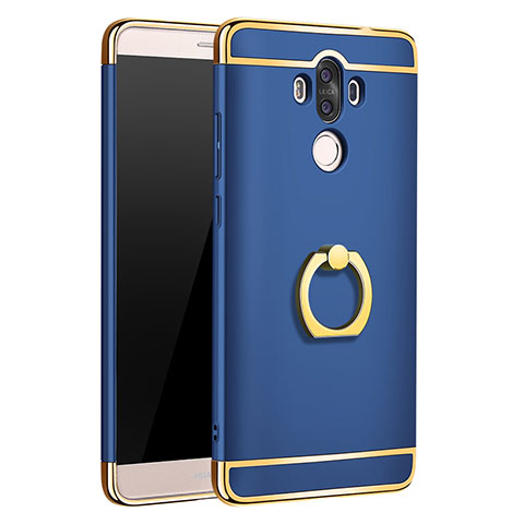 Coque Bumper Luxe Metal et Plastique Etui Housse avec Support Bague Anneau A01 pour Huawei Mate 9 Bleu