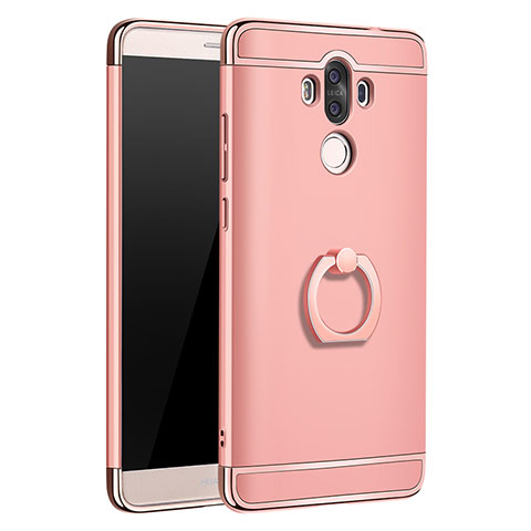 Coque Bumper Luxe Metal et Plastique Etui Housse avec Support Bague Anneau A01 pour Huawei Mate 9 Or Rose