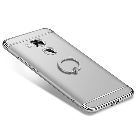 Coque Bumper Luxe Metal et Plastique Etui Housse avec Support Bague Anneau A01 pour Huawei Nova Plus Argent