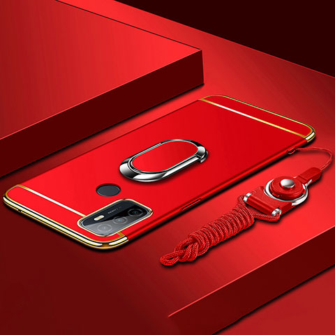 Coque Bumper Luxe Metal et Plastique Etui Housse avec Support Bague Anneau A01 pour Oppo A11s Rouge