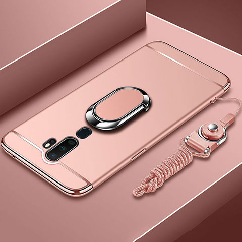 Coque Bumper Luxe Metal et Plastique Etui Housse avec Support Bague Anneau A01 pour Oppo A11X Or Rose