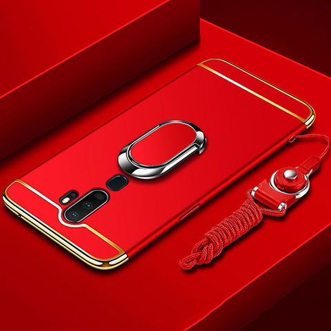 Coque Bumper Luxe Metal et Plastique Etui Housse avec Support Bague Anneau A01 pour Oppo A11X Rouge