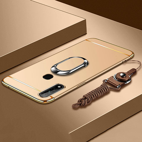 Coque Bumper Luxe Metal et Plastique Etui Housse avec Support Bague Anneau A01 pour Oppo A31 Or