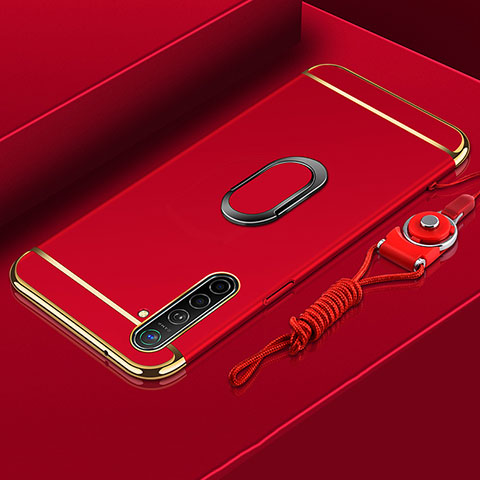 Coque Bumper Luxe Metal et Plastique Etui Housse avec Support Bague Anneau A01 pour Oppo K5 Rouge