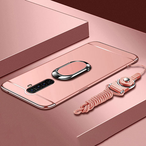 Coque Bumper Luxe Metal et Plastique Etui Housse avec Support Bague Anneau A01 pour Oppo Reno Ace Or Rose