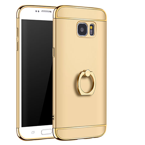 Coque Bumper Luxe Metal et Plastique Etui Housse avec Support Bague Anneau A01 pour Samsung Galaxy S7 Edge G935F Or