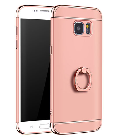 Coque Bumper Luxe Metal et Plastique Etui Housse avec Support Bague Anneau A01 pour Samsung Galaxy S7 Edge G935F Or Rose