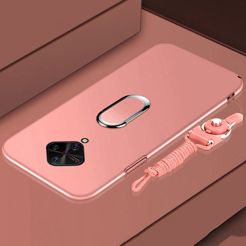 Coque Bumper Luxe Metal et Plastique Etui Housse avec Support Bague Anneau A01 pour Vivo S1 Pro Or Rose