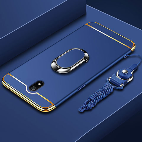 Coque Bumper Luxe Metal et Plastique Etui Housse avec Support Bague Anneau A01 pour Xiaomi Redmi 8A Bleu