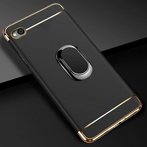 Coque Bumper Luxe Metal et Plastique Etui Housse avec Support Bague Anneau A01 pour Xiaomi Redmi Go Noir