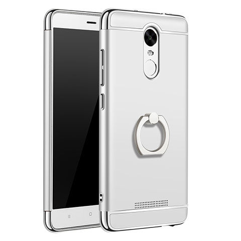 Coque Bumper Luxe Metal et Plastique Etui Housse avec Support Bague Anneau A01 pour Xiaomi Redmi Note 3 Argent