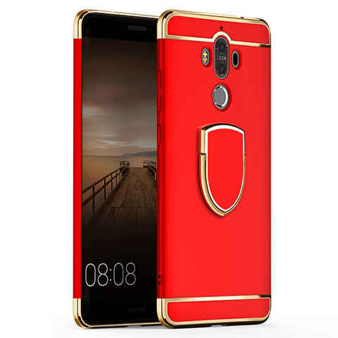 Coque Bumper Luxe Metal et Plastique Etui Housse avec Support Bague Anneau A02 pour Huawei Mate 9 Rouge