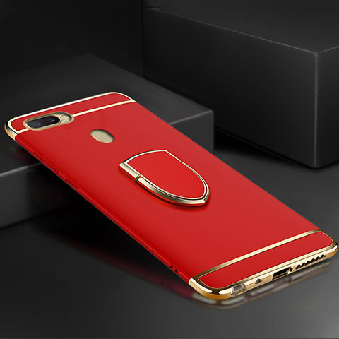 Coque Bumper Luxe Metal et Plastique Etui Housse avec Support Bague Anneau A02 pour Oppo AX7 Rouge