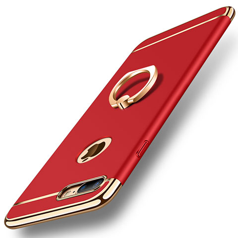 Coque Bumper Luxe Metal et Plastique Etui Housse avec Support Bague Anneau A05 pour Apple iPhone 8 Plus Rouge