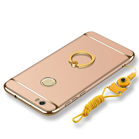 Coque Bumper Luxe Metal et Plastique Etui Housse avec Support Bague Anneau et Laniere pour Huawei Nova Or