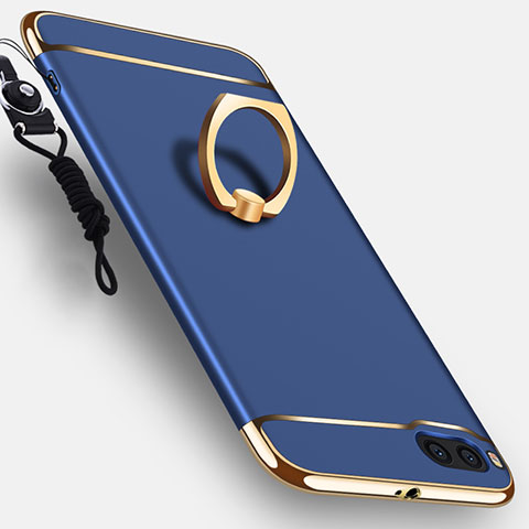 Coque Bumper Luxe Metal et Plastique Etui Housse avec Support Bague Anneau et Laniere pour Xiaomi Mi Note 3 Bleu