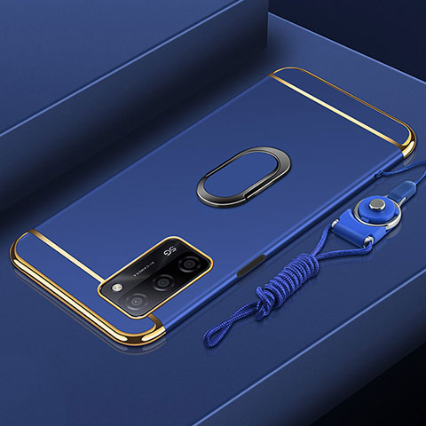 Coque Bumper Luxe Metal et Plastique Etui Housse avec Support Bague Anneau P01 pour Oppo A53s 5G Bleu