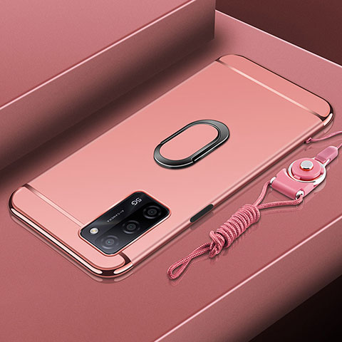 Coque Bumper Luxe Metal et Plastique Etui Housse avec Support Bague Anneau P01 pour Oppo A53s 5G Or Rose