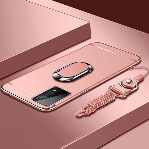 Coque Bumper Luxe Metal et Plastique Etui Housse avec Support Bague Anneau P03 pour OnePlus Nord N200 5G Or Rose