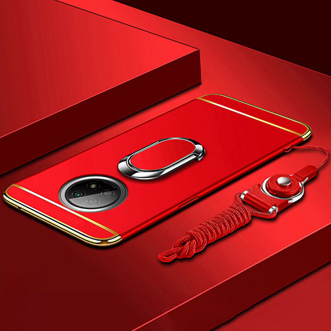 Coque Bumper Luxe Metal et Plastique Etui Housse avec Support Bague Anneau pour Xiaomi Redmi Note 9 5G Rouge