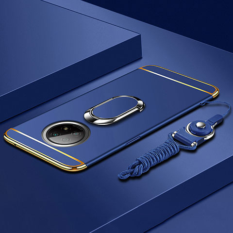 Coque Bumper Luxe Metal et Plastique Etui Housse avec Support Bague Anneau pour Xiaomi Redmi Note 9T 5G Bleu