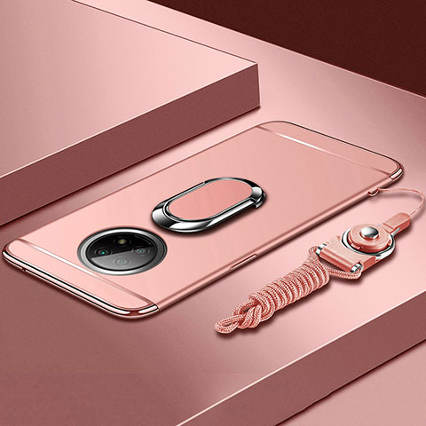 Coque Bumper Luxe Metal et Plastique Etui Housse avec Support Bague Anneau pour Xiaomi Redmi Note 9T 5G Or Rose