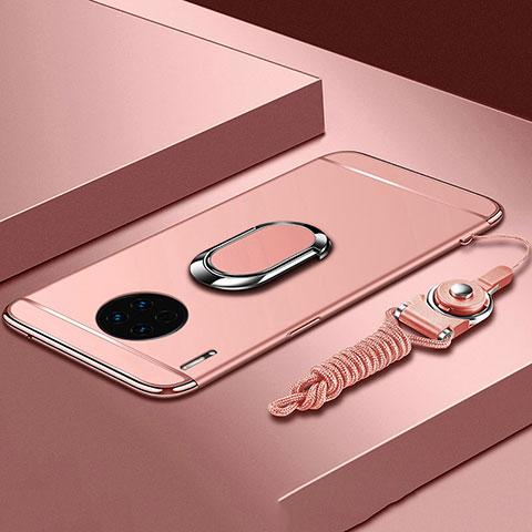 Coque Bumper Luxe Metal et Plastique Etui Housse avec Support Bague Anneau T01 pour Huawei Mate 30 Pro Or Rose