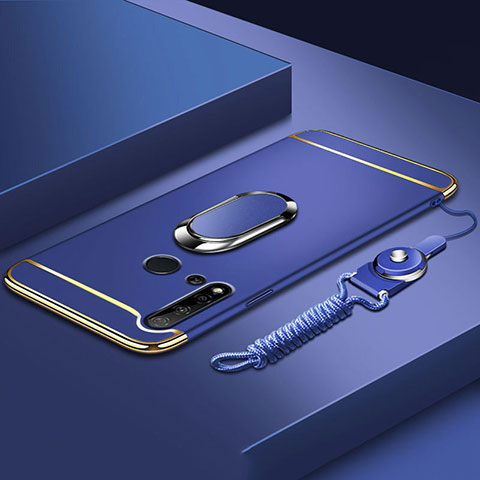 Coque Bumper Luxe Metal et Plastique Etui Housse avec Support Bague Anneau T01 pour Huawei P20 Lite (2019) Bleu