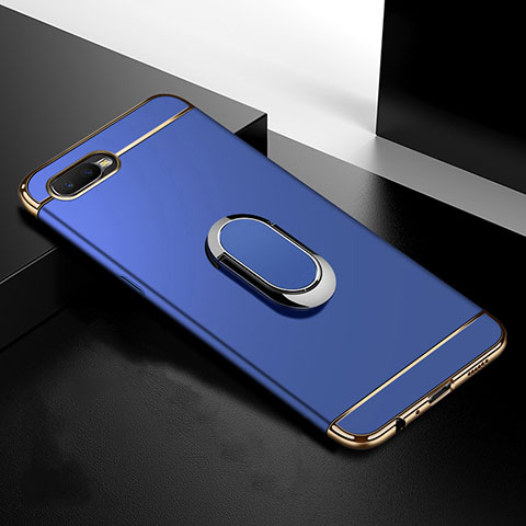 Coque Bumper Luxe Metal et Plastique Etui Housse avec Support Bague Anneau T01 pour Oppo K1 Bleu