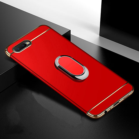 Coque Bumper Luxe Metal et Plastique Etui Housse avec Support Bague Anneau T01 pour Oppo K1 Rouge