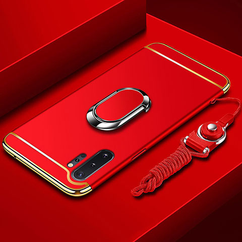 Coque Bumper Luxe Metal et Plastique Etui Housse avec Support Bague Anneau T01 pour Samsung Galaxy Note 10 Plus 5G Rouge