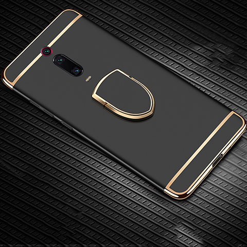 Coque Bumper Luxe Metal et Plastique Etui Housse avec Support Bague Anneau T01 pour Xiaomi Mi 9T Noir