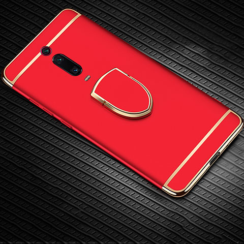 Coque Bumper Luxe Metal et Plastique Etui Housse avec Support Bague Anneau T01 pour Xiaomi Mi 9T Pro Rouge