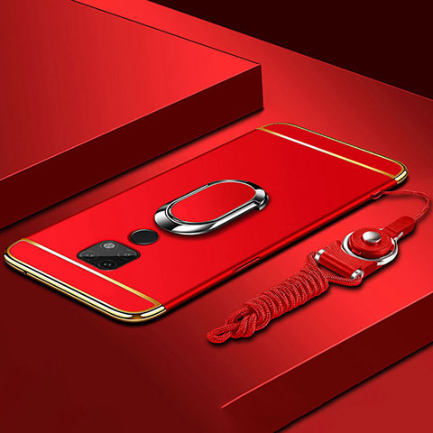 Coque Bumper Luxe Metal et Plastique Etui Housse avec Support Bague Anneau T02 pour Huawei Mate 20 X 5G Rouge